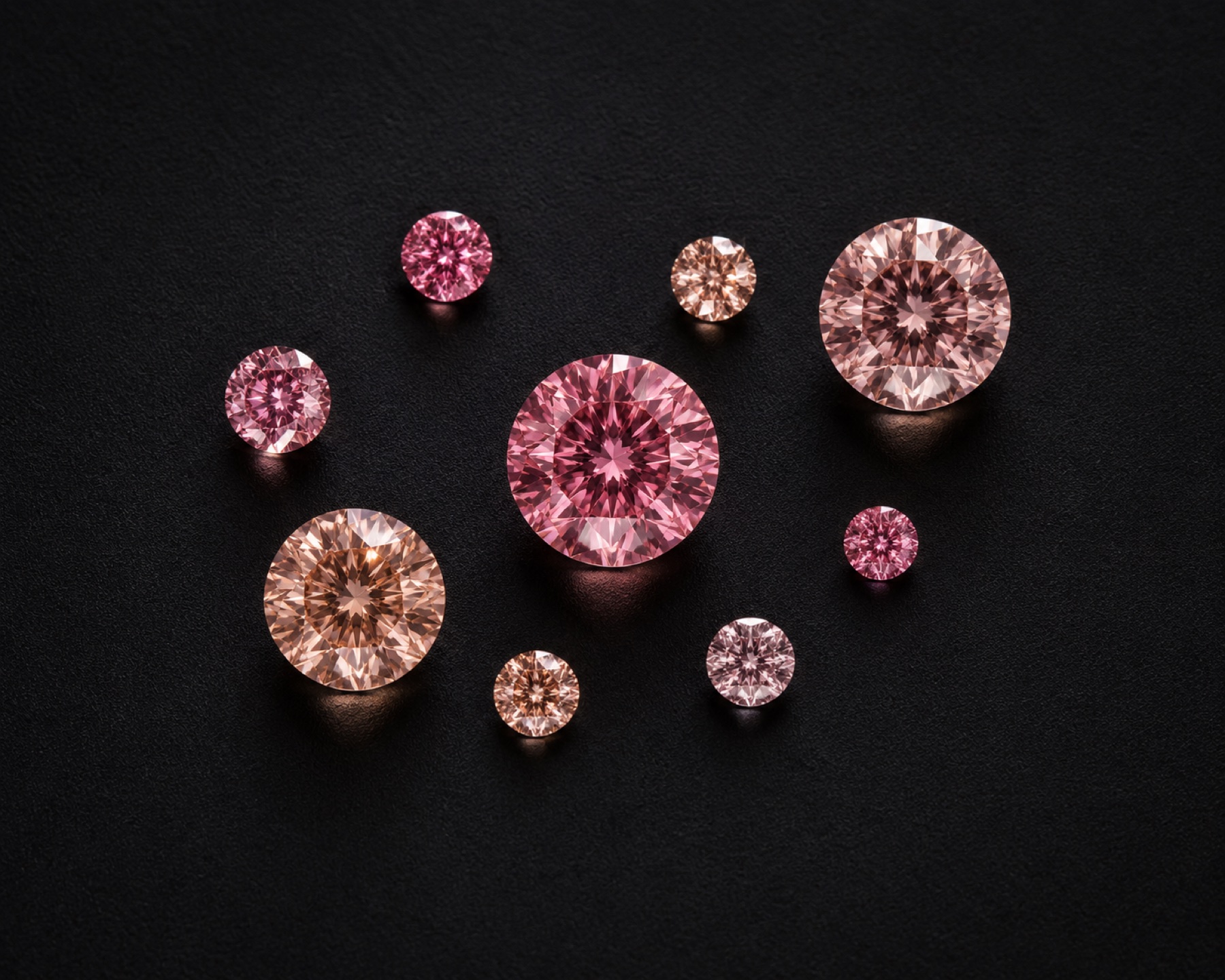 Loose Argyle pink and champagne diamonds on black